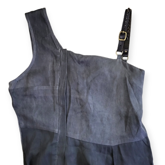 Society for Rational Dress Gray Tencel Leather Strap Asymmetric Dress Large - Picture 5 of 7